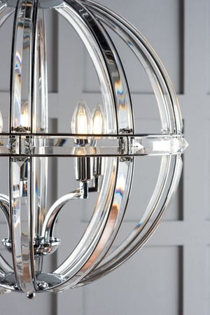 Laura Ashley Aidan Glass Polished Chrome 3 Light Globe Chandelier