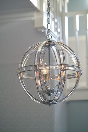Laura Ashley Aidan Glass Polished Chrome 3 Light Globe Chandelier